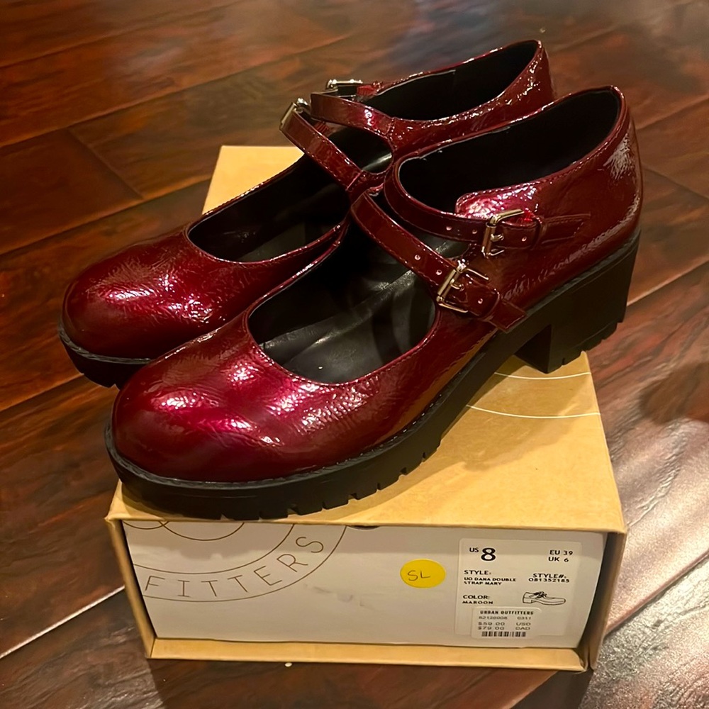 Urban Outfitters Mary Janes Maroon 8